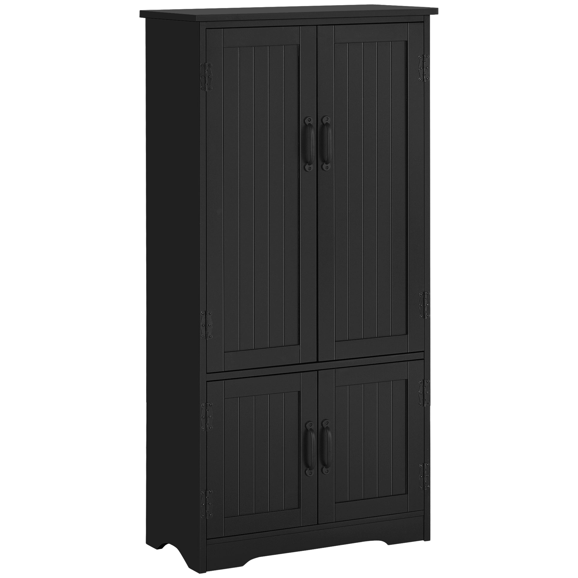 Contemporary Kitchen Buffet Cabinet Multi-Storage 2 Cupboards 3 Shelves MDF Particle Boards Black