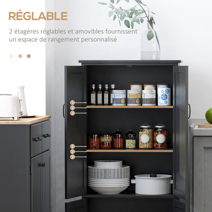 Contemporary Kitchen Buffet Cabinet Multi-Storage 2 Cupboards 3 Shelves MDF Particle Boards Black