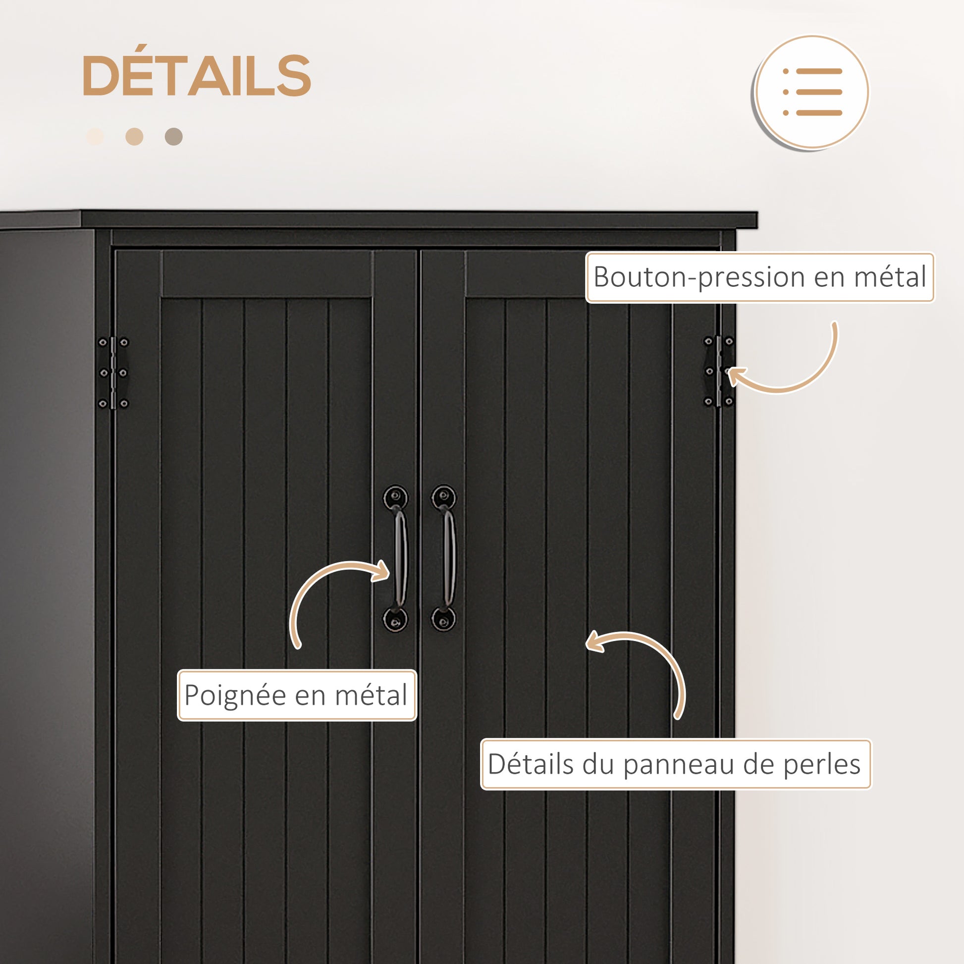 Contemporary Kitchen Buffet Cabinet Multi-Storage 2 Cupboards 3 Shelves MDF Particle Boards Black