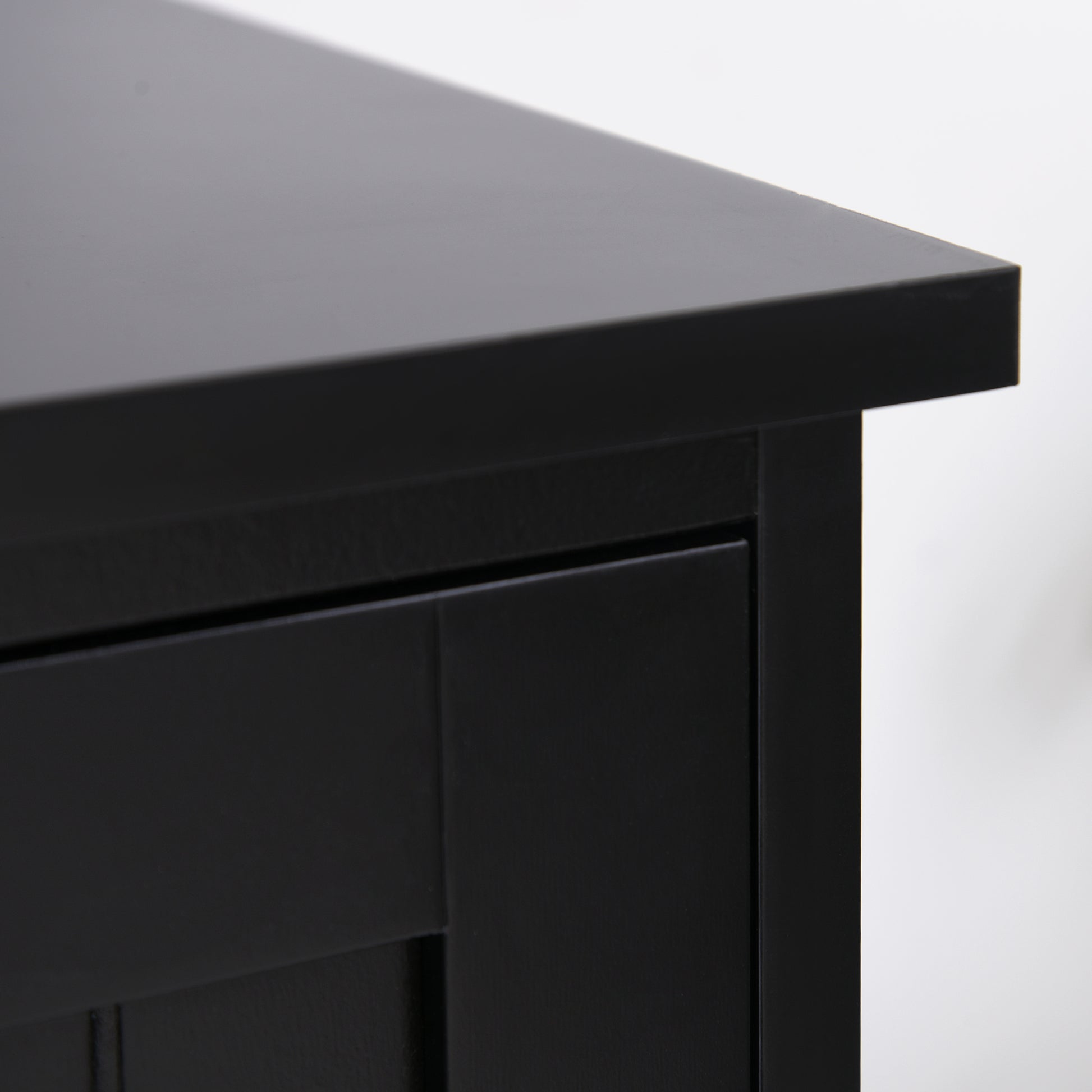 Contemporary Kitchen Buffet Cabinet Multi-Storage 2 Cupboards 3 Shelves MDF Particle Boards Black