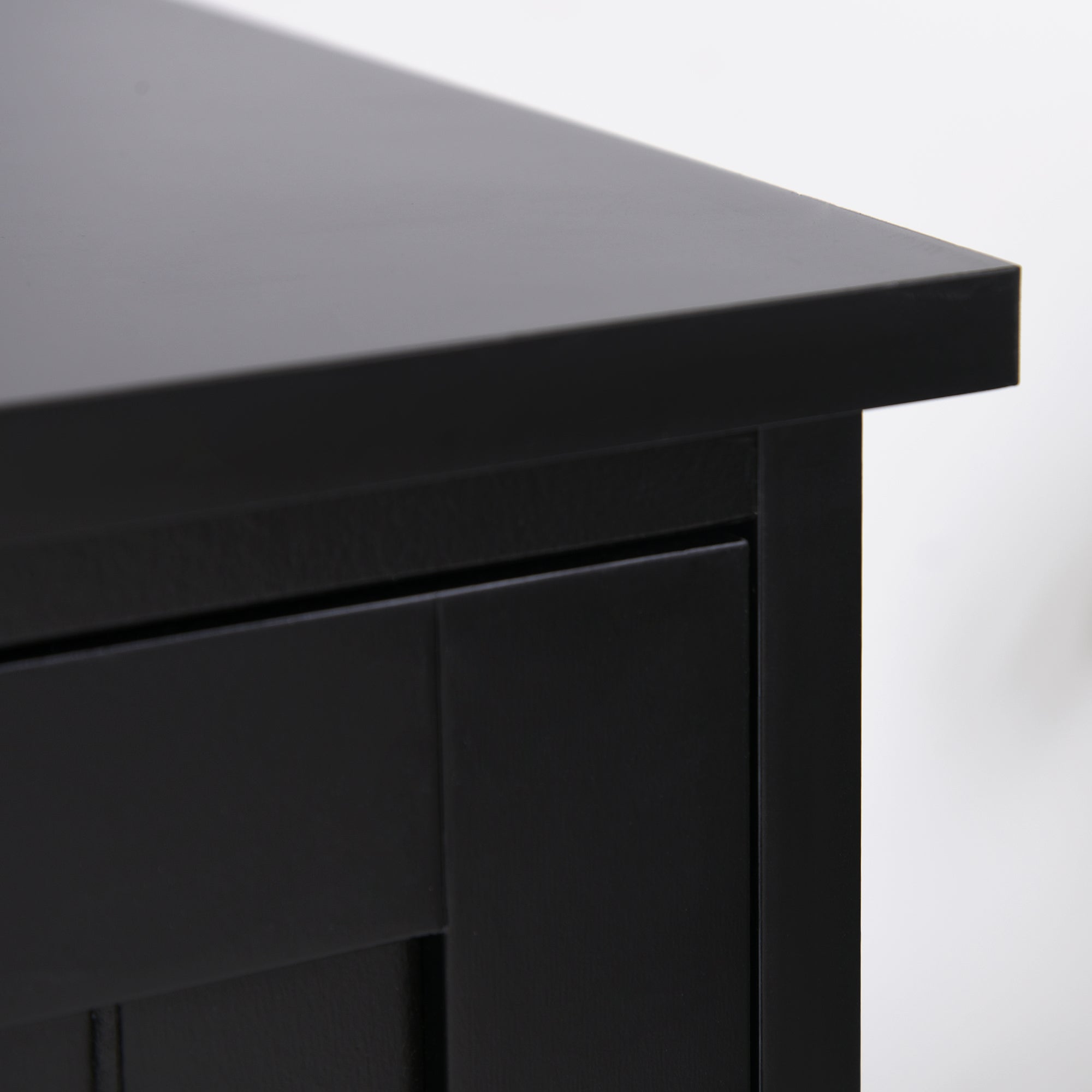 Contemporary Kitchen Buffet Cabinet Multi-Storage 2 Cupboards 3 Shelves MDF Particle Boards Black