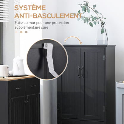 Contemporary Kitchen Buffet Cabinet Multi-Storage 2 Cupboards 3 Shelves MDF Particle Boards Black