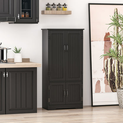 Contemporary Kitchen Buffet Cabinet Multi-Storage 2 Cupboards 3 Shelves MDF Particle Boards Black