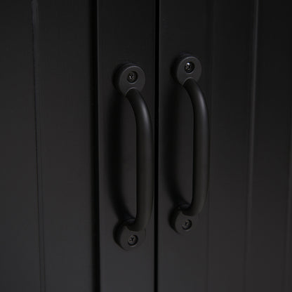 Contemporary Kitchen Buffet Cabinet Multi-Storage 2 Cupboards 3 Shelves MDF Particle Boards Black