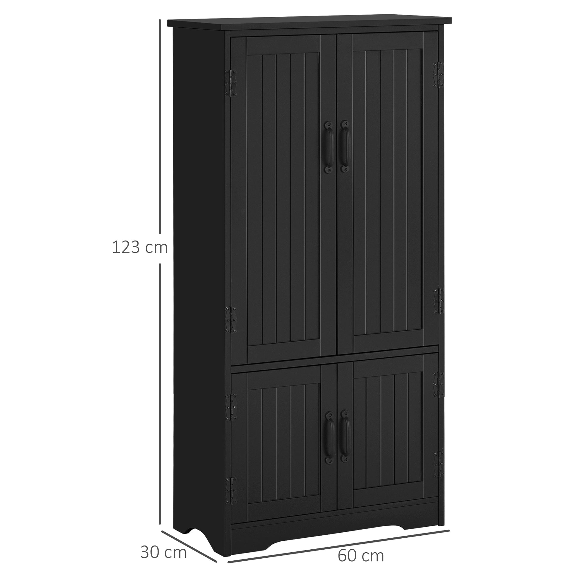 Contemporary Kitchen Buffet Cabinet Multi-Storage 2 Cupboards 3 Shelves MDF Particle Boards Black