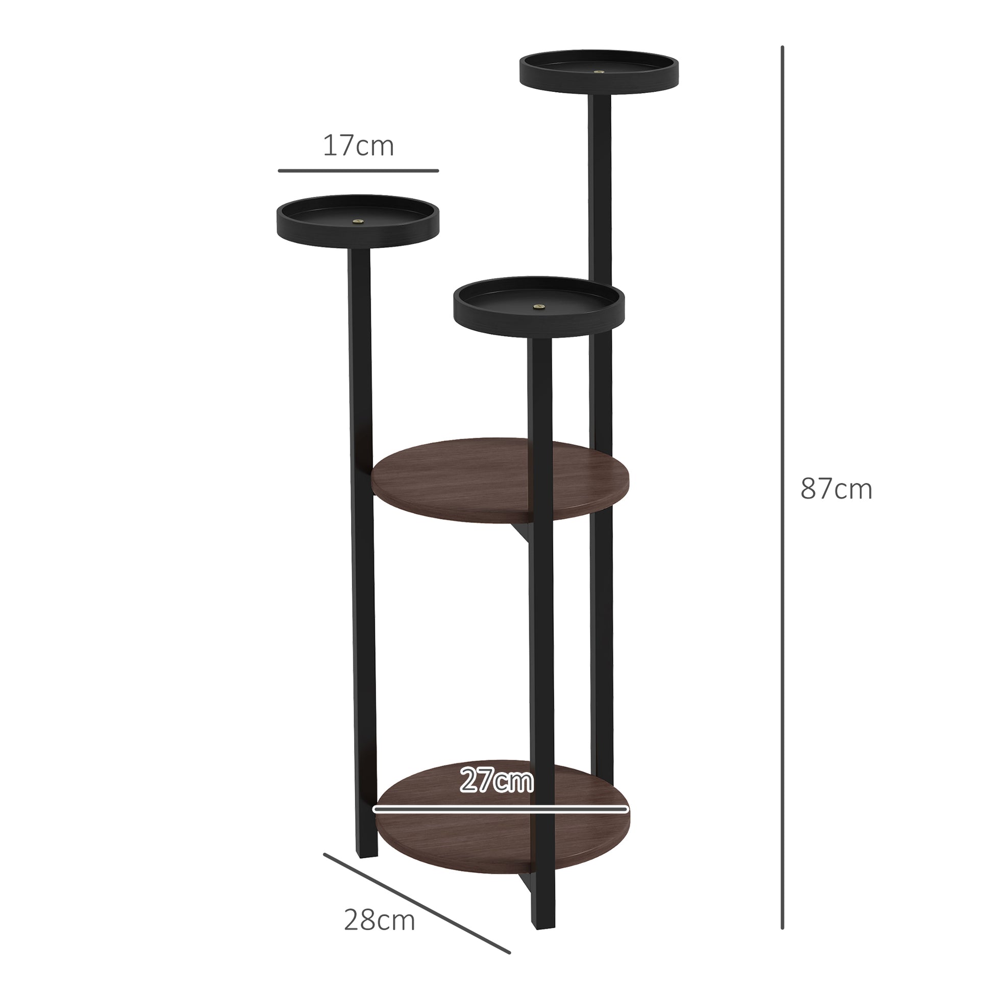 Wooden Plant Stand, Flower Rack with 5 Tiers, Plant Shelf, Flower Ladder, Plant Stand for Garden, Balcony, Brown, 28 x 28 x 87 cm