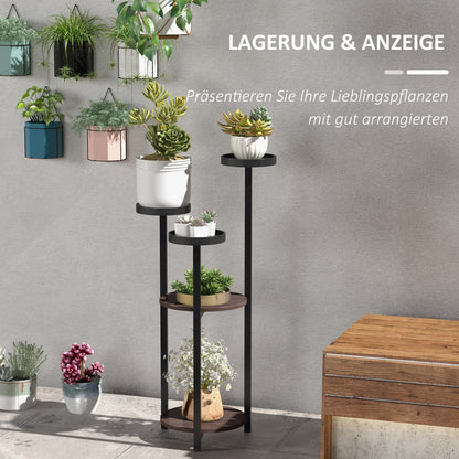 Wooden Plant Stand, Flower Rack with 5 Tiers, Plant Shelf, Flower Ladder, Plant Stand for Garden, Balcony, Brown, 28 x 28 x 87 cm