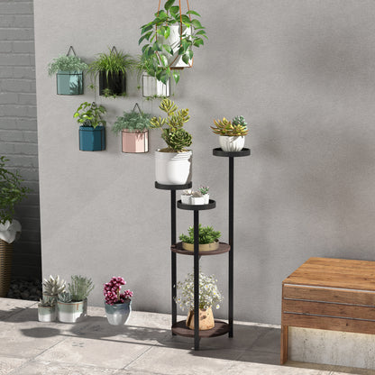 Wooden Plant Stand, Flower Rack with 5 Tiers, Plant Shelf, Flower Ladder, Plant Stand for Garden, Balcony, Brown, 28 x 28 x 87 cm