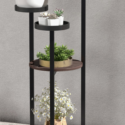 Wooden Plant Stand, Flower Rack with 5 Tiers, Plant Shelf, Flower Ladder, Plant Stand for Garden, Balcony, Brown, 28 x 28 x 87 cm