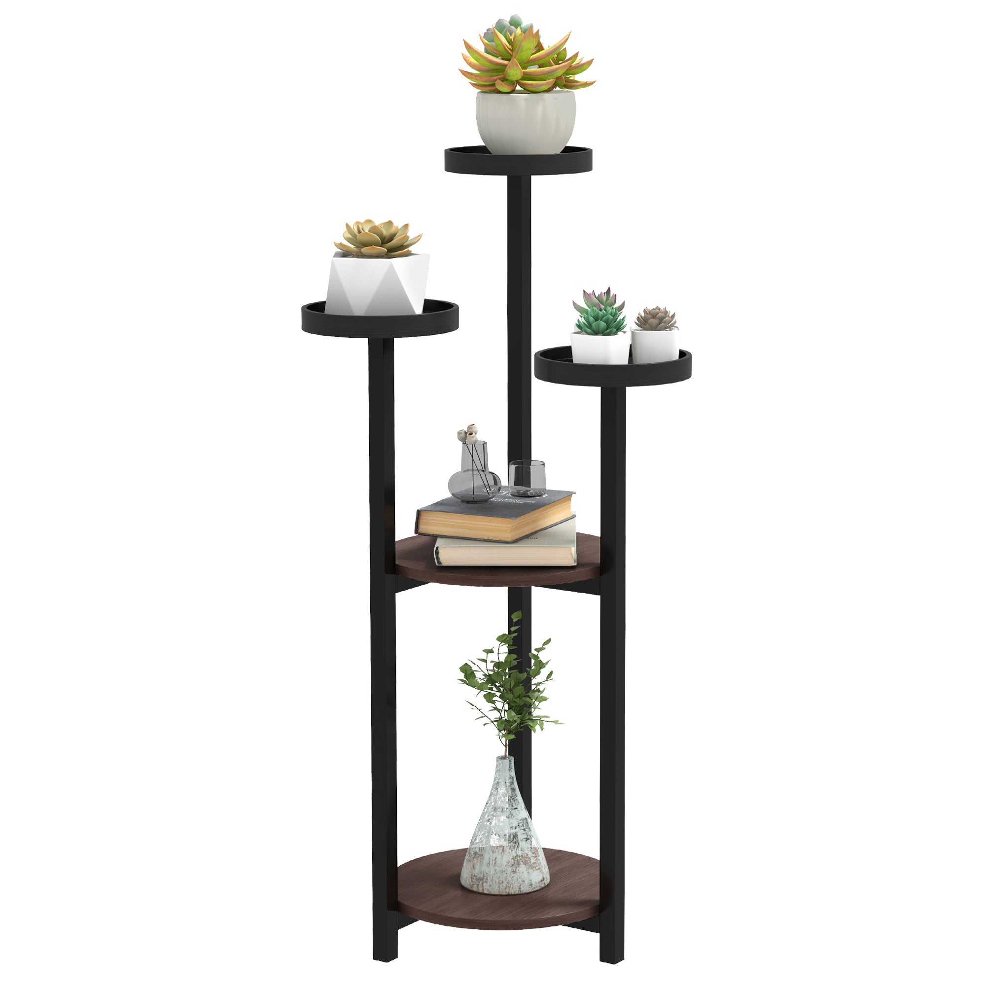 Wooden Plant Stand, Flower Rack with 5 Tiers, Plant Shelf, Flower Ladder, Plant Stand for Garden, Balcony, Brown, 28 x 28 x 87 cm