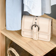 Freestanding Mirror with Wheels - Clothes Rail, 4 Hooks Shelf MDF Light Wood Finish