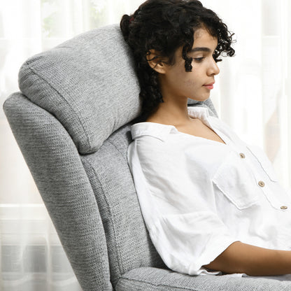 Chair Swivel Lounge Chair with Wide Seat, Integrated Armrest, Upholstered Recliner with Water-Repellent Chenille Look, Steel Legs, for Living Room, Gray