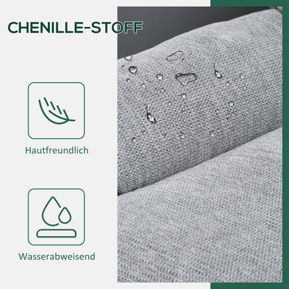 Chair Swivel Lounge Chair with Wide Seat, Integrated Armrest, Upholstered Recliner with Water-Repellent Chenille Look, Steel Legs, for Living Room, Gray