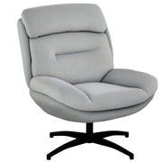 Chair Swivel Lounge Chair with Wide Seat, Integrated Armrest, Upholstered Recliner with Water-Repellent Chenille Look, Steel Legs, for Living Room, Gray