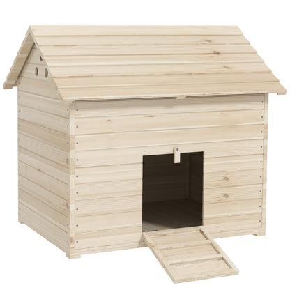 Duck House with Flip-top Roof, Poultry House with Raised Floor and Ramp at the Front Door, Duck Coop made of Fir Wood, 100 x 82.5 x 91 cm