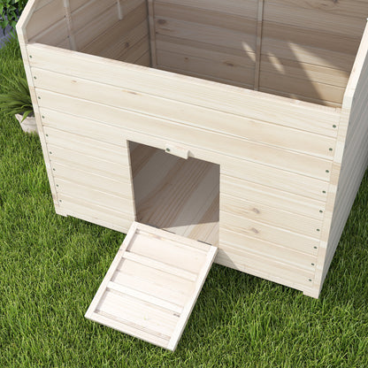 Duck House with Flip-top Roof, Poultry House with Raised Floor and Ramp at the Front Door, Duck Coop made of Fir Wood, 100 x 82.5 x 91 cm