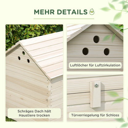 Duck House with Flip-top Roof, Poultry House with Raised Floor and Ramp at the Front Door, Duck Coop made of Fir Wood, 100 x 82.5 x 91 cm