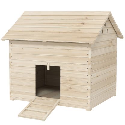 Duck House with Flip-top Roof, Poultry House with Raised Floor and Ramp at the Front Door, Duck Coop made of Fir Wood, 100 x 82.5 x 91 cm