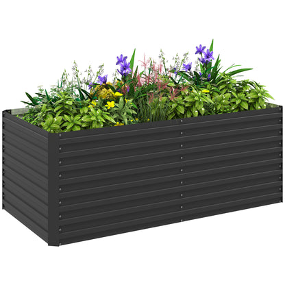 Outdoor Planter, Galvanized Raised Garden Planter Box with Safety Edge and Open Bottom, for Flowers, Herbs, and Vegetables, 160 x 80 x 60 cm, Gray