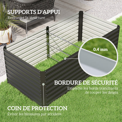 Outdoor Planter, Galvanized Raised Garden Planter Box with Safety Edge and Open Bottom, for Flowers, Herbs, and Vegetables, 160 x 80 x 60 cm, Gray