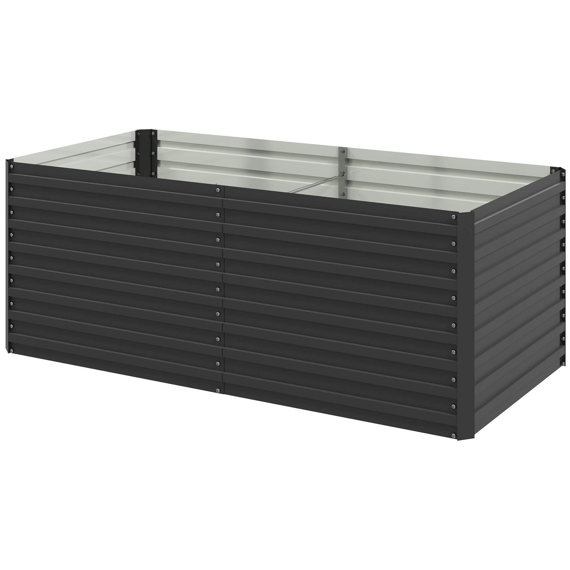Outdoor Planter, Galvanized Raised Garden Planter Box with Safety Edge and Open Bottom, for Flowers, Herbs, and Vegetables, 160 x 80 x 60 cm, Gray