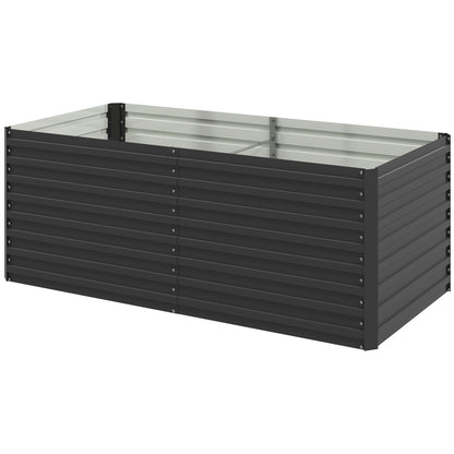 Outdoor Planter, Galvanized Raised Garden Planter Box with Safety Edge and Open Bottom, for Flowers, Herbs, and Vegetables, 160 x 80 x 60 cm, Gray