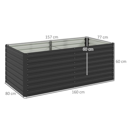 Outdoor Planter, Galvanized Raised Garden Planter Box with Safety Edge and Open Bottom, for Flowers, Herbs, and Vegetables, 160 x 80 x 60 cm, Gray