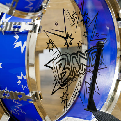 Kids Drum Set with Stool Drum Kit for Children 3+ Years with Drums Bass Drum Cymbal Pedal and Drumsticks Star Theme Design 25.6x8.7x22.4 inches Blue