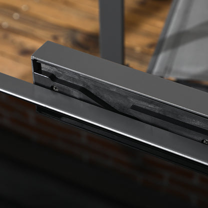 Aluminum Extendable Garden Table Rectangular Dining Table with Tempered Glass Top for 4-6 People Load 50 kg for Terrace 80-160x80x75 cm Black