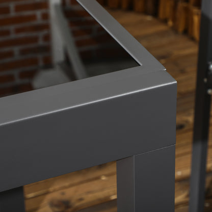 Aluminum Extendable Garden Table Rectangular Dining Table with Tempered Glass Top for 4-6 People Load 50 kg for Terrace 80-160x80x75 cm Black