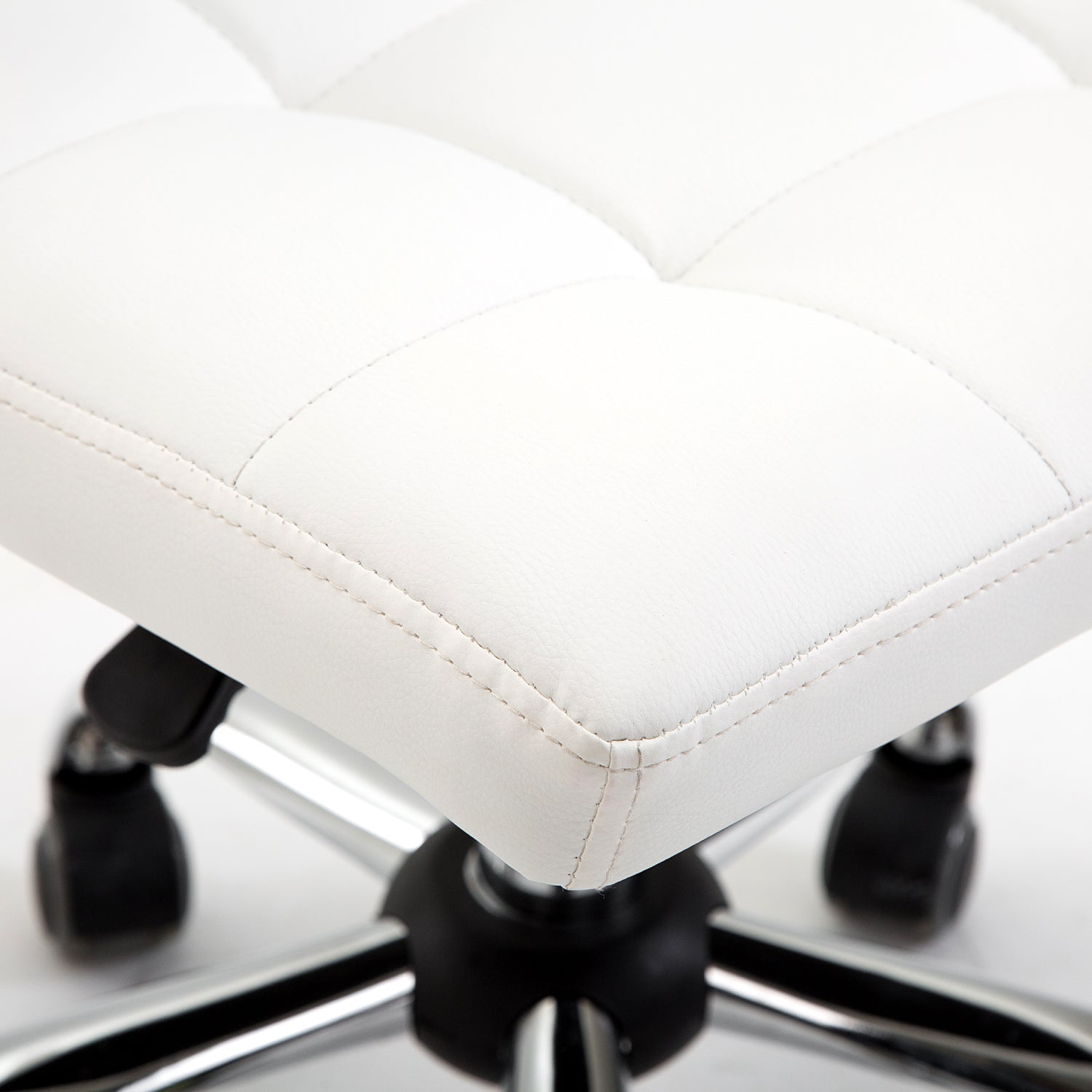 Office Chair, Ergonomic Desk Chair without Armrest, Height-Adjustable Swivel Chair, Computer Chair for Office, Study Room, Faux Leather, White