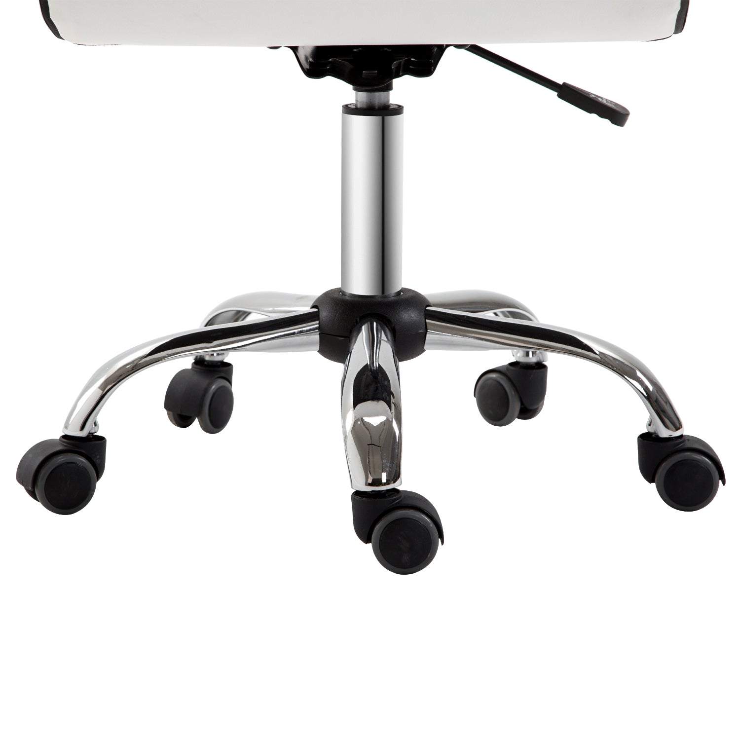 Office Chair, Ergonomic Desk Chair without Armrest, Height-Adjustable Swivel Chair, Computer Chair for Office, Study Room, Faux Leather, White