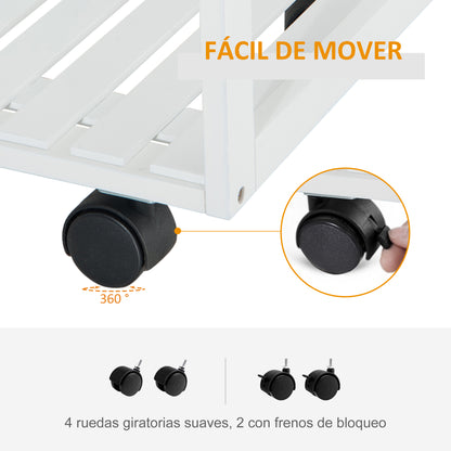 Kitchen Cart Multipurpose Serving Cart Shelf Cart with Wheels for Bathroom Bedroom with Shelves Baskets Drawers 70x37x85cm Wood