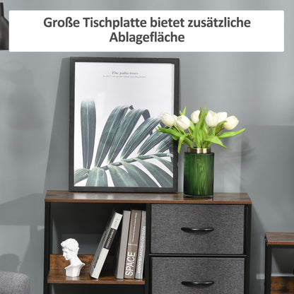 Chest of Drawers Storage Cabinet with 3 Fabric Drawers, 2 Open Shelves, Dresser Cabinet with Metal Frame for Bedroom, Living Room Brown