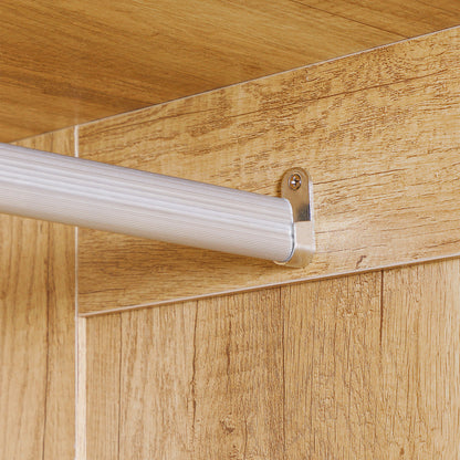 Wardrobe Closet Storage Wardrobe with 2 Doors, 2 Drawers, and Hanging Rod - 80 x 54 x 180 cm