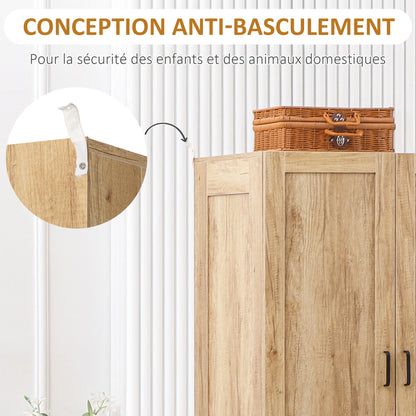 Wardrobe Closet Storage Wardrobe with 2 Doors, 2 Drawers, and Hanging Rod - 80 x 54 x 180 cm