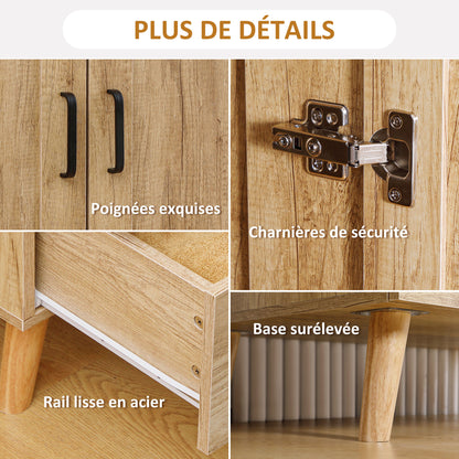 Wardrobe Closet Storage Wardrobe with 2 Doors, 2 Drawers, and Hanging Rod - 80 x 54 x 180 cm