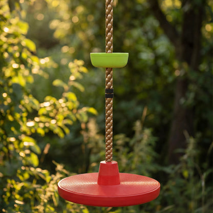 Ninja Line Kids Slackline Set with Swing & Platforms, Outdoor Play Equipment for Ages 3–8 — Red