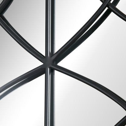 Decorative Wooden Wall Mirror 93x60 cm Window Mirror with 2 Hooks Vintage Style for Living Room Bedroom Dining Room Entryway Brown