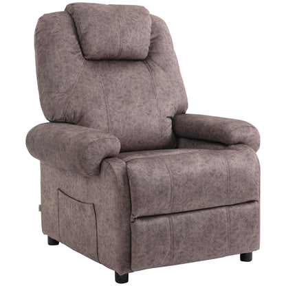 Manual Reclining Relax Armchair in Fabric, Reclining Armchair with Removable Footrest and Side Pocket, Brown
