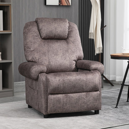 Manual Reclining Relax Armchair in Fabric, Reclining Armchair with Removable Footrest and Side Pocket, Brown