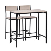 Bar Table Set Bar Table with Bar stool Set Dining Table with 2 Chairs with Backrest Kitchen Table for Dining Room, Kitchen, Natural Wood