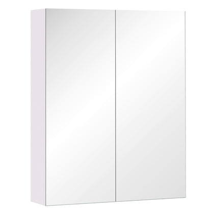 Wall-mounted bathroom cabinet with mirror, 60 x 75 cm, bathroom furniture, medicine cabinet with adjustable shelf, white
