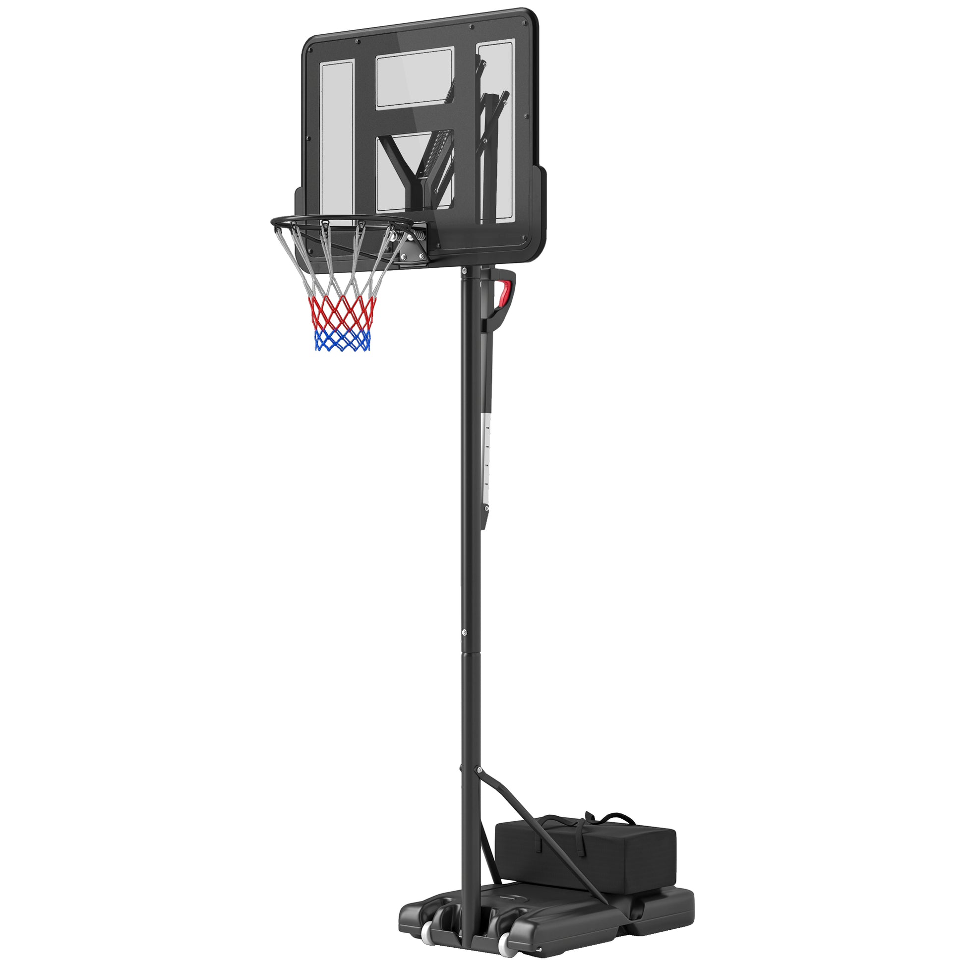 SPORTNOW Outdoor Basketball Hoop, Adjustable Basket Height 230-305 cm, Basketball Stand with 110 x 75 cm shatterproof backboard with wheels, spring-loaded basket, weight for adults