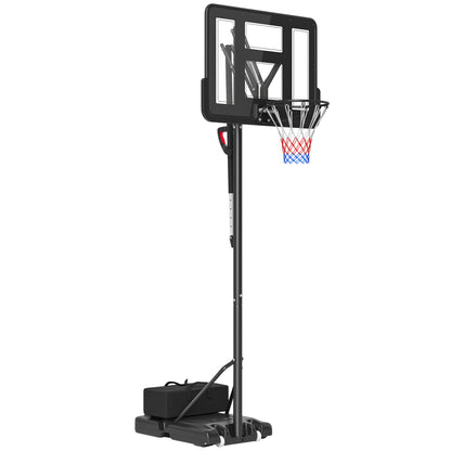 SPORTNOW Outdoor Basketball Hoop, Adjustable Basket Height 230-305 cm, Basketball Stand with 110 x 75 cm shatterproof backboard with wheels, spring-loaded basket, weight for adults