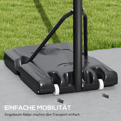 SPORTNOW Outdoor Basketball Hoop, Adjustable Basket Height 230-305 cm, Basketball Stand with 110 x 75 cm shatterproof backboard with wheels, spring-loaded basket, weight for adults