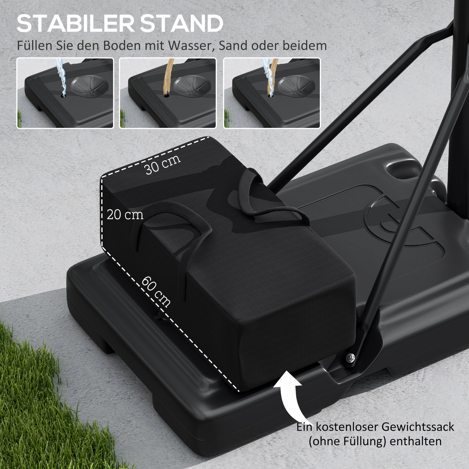 SPORTNOW Outdoor Basketball Hoop, Adjustable Basket Height 230-305 cm, Basketball Stand with 110 x 75 cm shatterproof backboard with wheels, spring-loaded basket, weight for adults