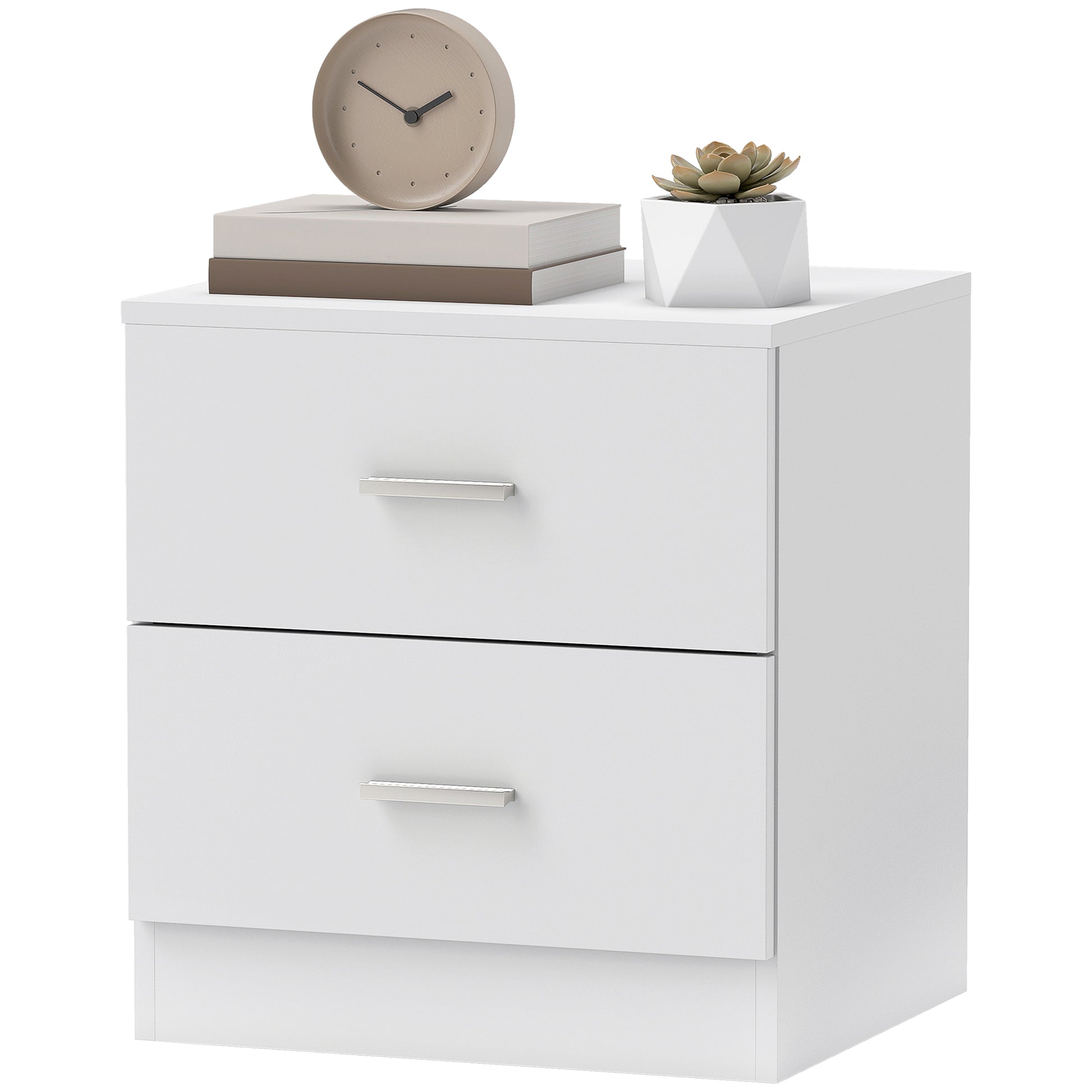Modern Bedside Table Nightstand with 2 Drawers Side Table for Living Room Bedroom Load 30 kg 45x39.5x49 cm White