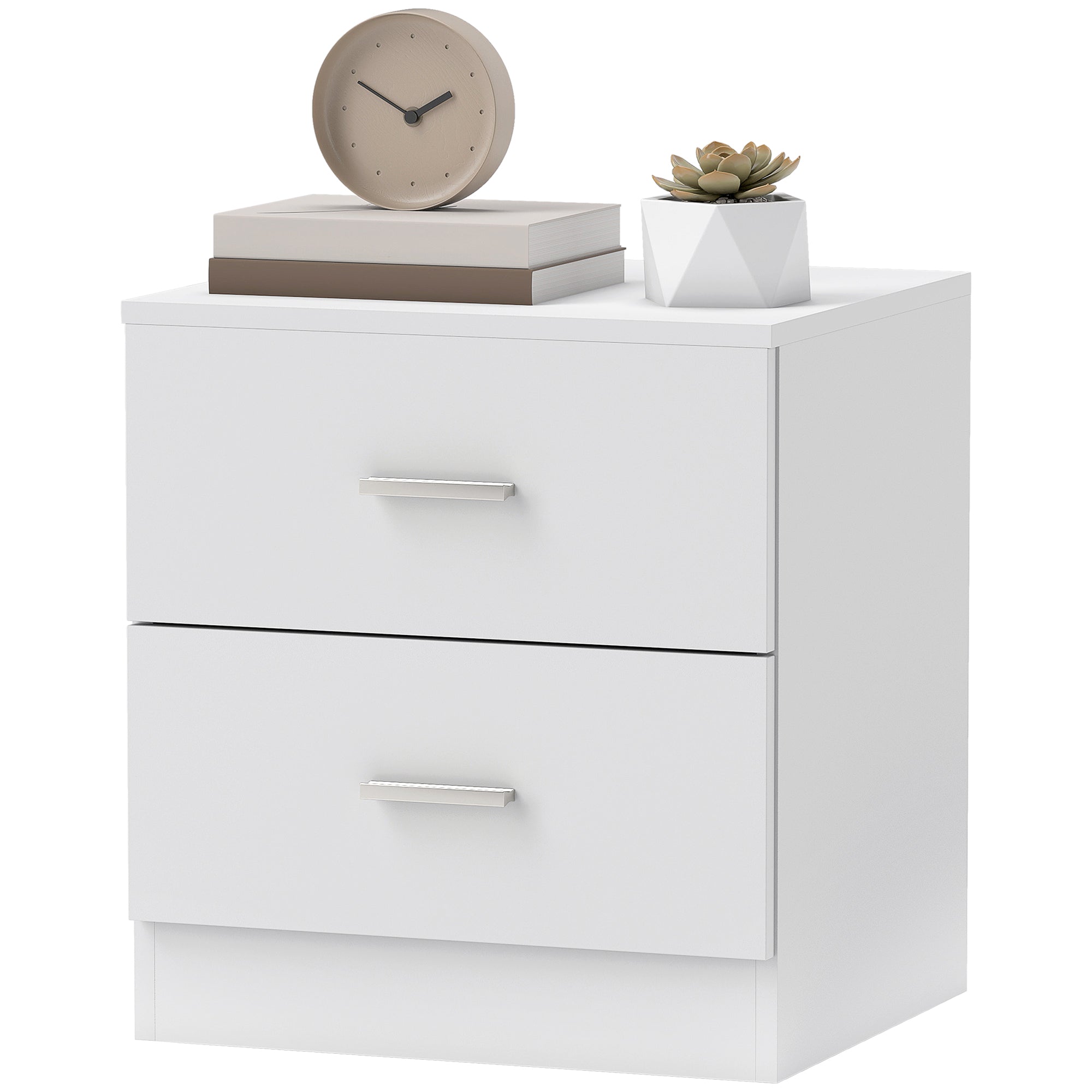 Modern Bedside Table Nightstand with 2 Drawers Side Table for Living Room Bedroom Load 30 kg 45x39.5x49 cm White