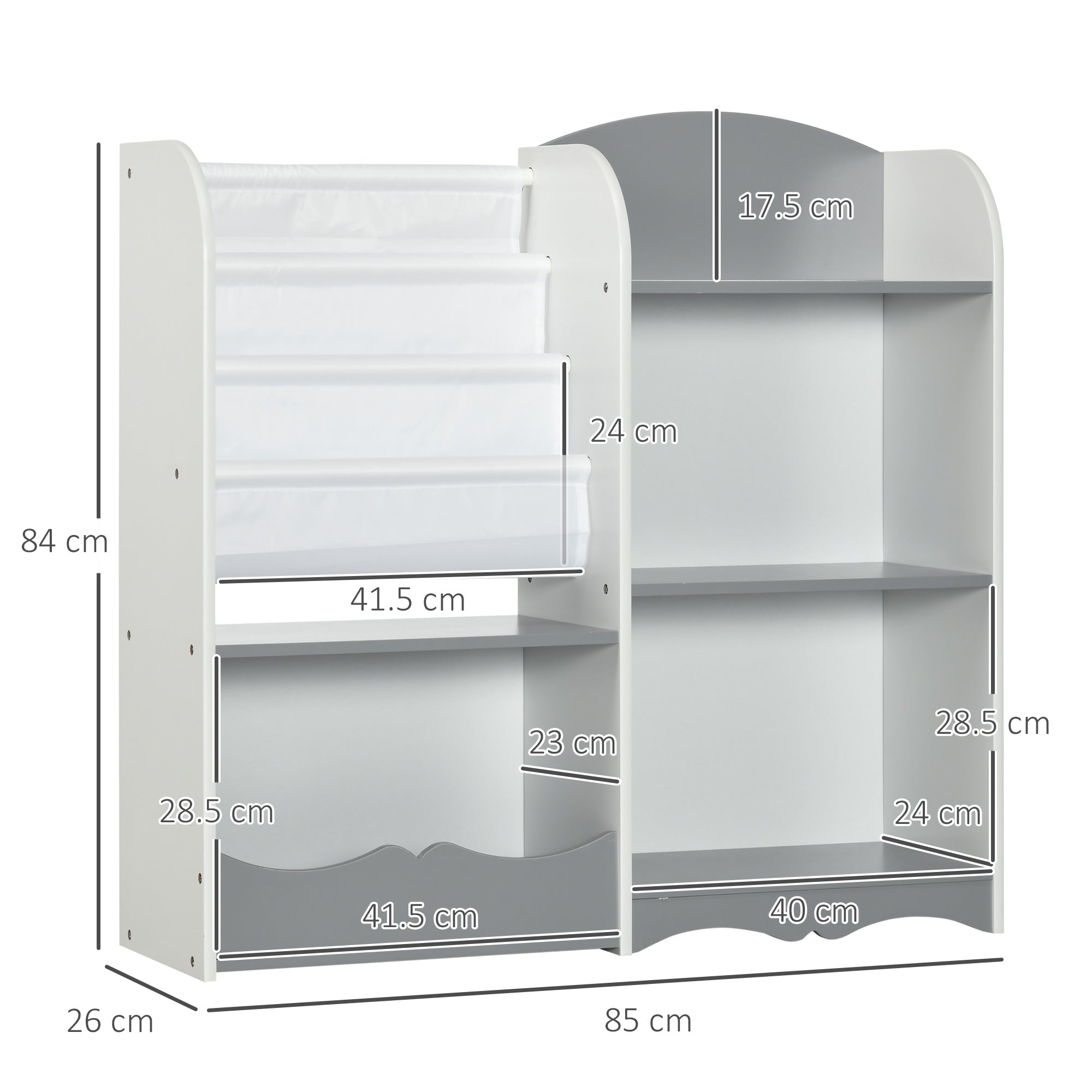 ZONEKIZ Toy Organizer Children's Shelf with Open Shelves for Bedroom Playroom Nursery 85x26x84 cm Gray